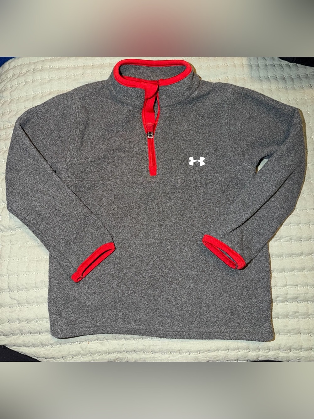 Under Armour Gray Fleece Quarter-Zip with Red Trim